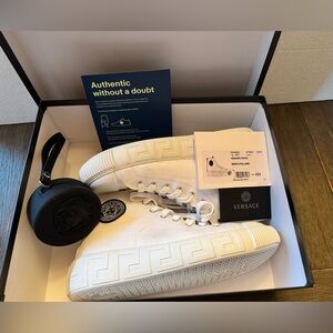 Versace White High-Top Sneakers set Watch and Sneakers